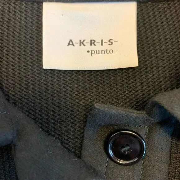 Akris Punto black ribbed knit long sleeve pleated wool dress Sz 4 NWOT - Picture 9 of 14